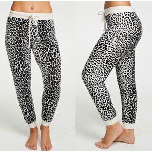 CHASER Animal Print Cozy Knit Cuffed Drawstring Joggers/Lounge Pants Women's NWT